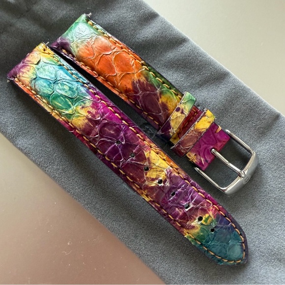 Michele Multi Rainbow Color Snakeskin Watch Strap - 18mm - Picture 15 of 15
